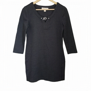 Michael Kors Derby Dark Gray Jersey Long Tunic Top with 3/4 Sleeve